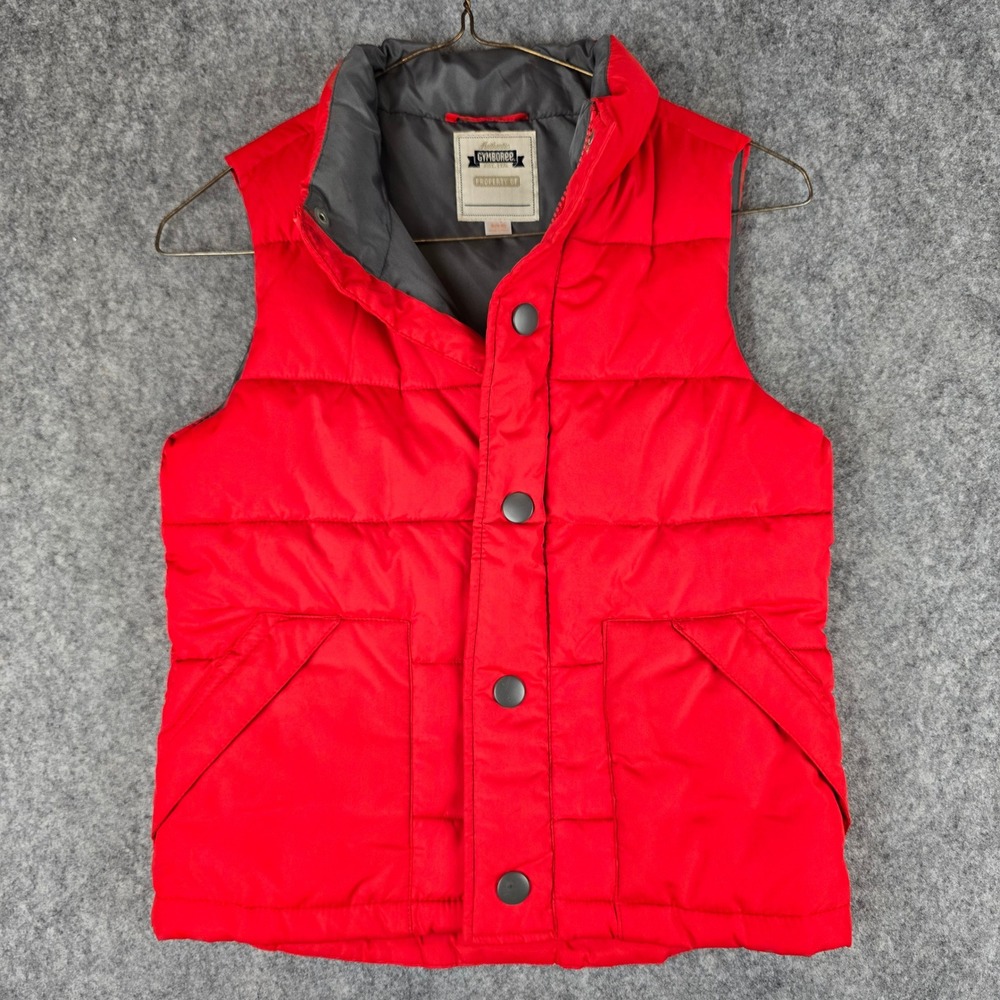 Gymboree Puffer Vest Boys Size S 5-6 Red Quilted Snap Front Outerwear